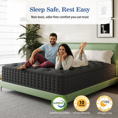 Tryagat 14” Twin Hybrid Mattress in a Box, Medium Firm Twin Size Mattresses, Cooling Gel Memory Foam Mattress with Individually Wrapped Pocket Coils, Pressure Relief
