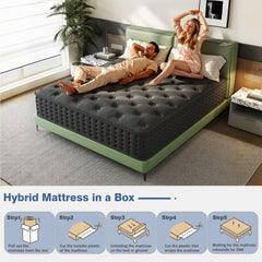 Tryagat 14” Twin Hybrid Mattress in a Box, Medium Firm Twin Size Mattresses, Cooling Gel Memory Foam Mattress with Individually Wrapped Pocket Coils, Pressure Relief