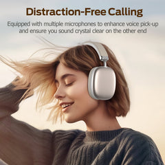 Bluetooth Headphones Over Ear, 65Hrs Playtime Wireless Headphones,Bass Boosted by 90%,Lightweight Headset with Deep Bass, Clear Call with 4 Noise Cancelling Mics,Low Latency for Travel Work Cellphone