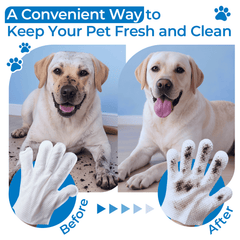 Moonsun 20 Pcs Pet Wipes for Dogs & Cats, Plant-Based Deodorizing Glove Wipes, Hypoallergenic & Alcohol-Free, No Rinse for Paws & Body