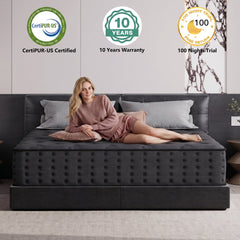 Tryagat 12” King Hybrid Mattress in a Box, Medium Firm King Size Mattresses, Cooling Gel Memory Foam Mattress with Individually Wrapped Pocket Coils, Pressure Relief
